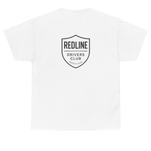 t-shirt automobile Redline logo dos blanc